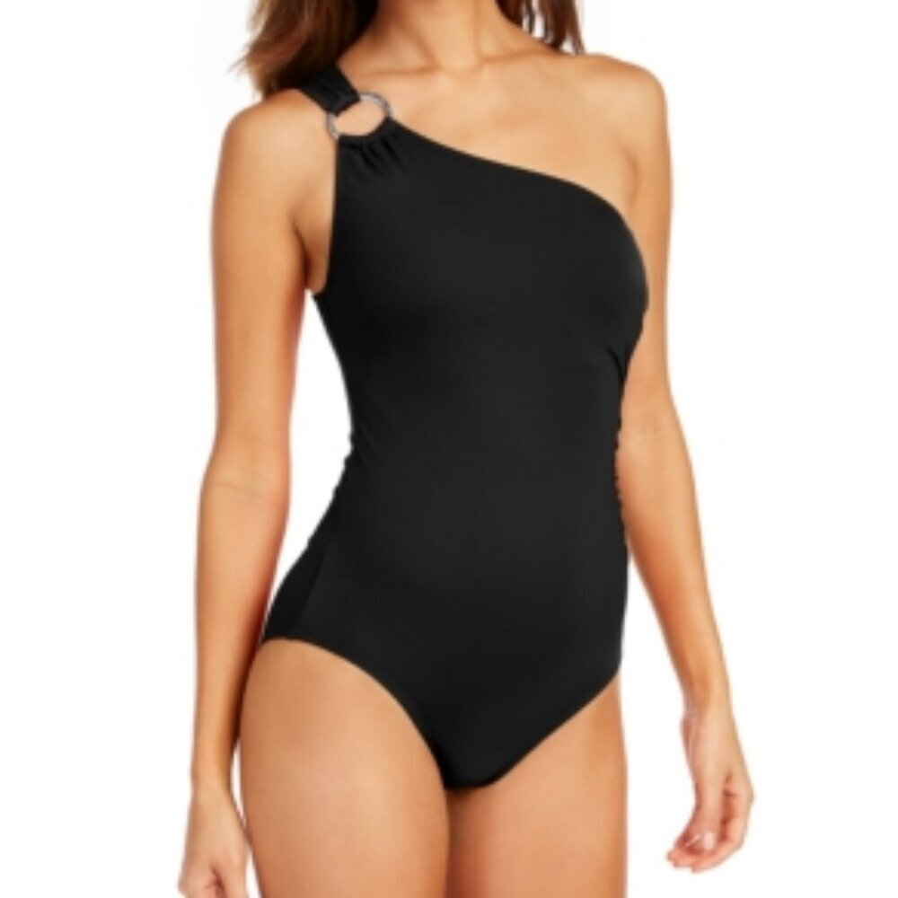 Michael Kors Embellished One-Shoulder Underwire One-Piece Swimsuit